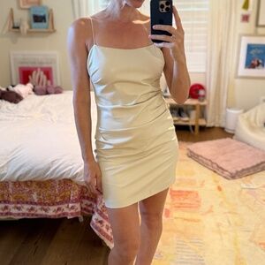 ASTR THE LABEL faux leather  ruched mini dress